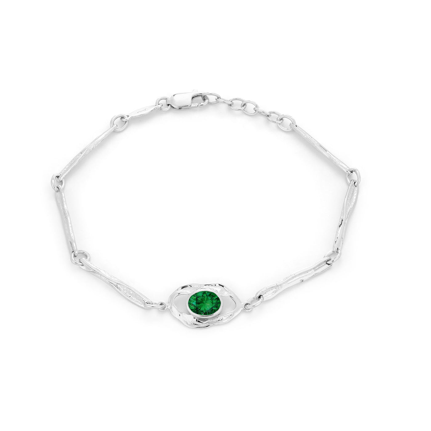 Silfurarmband með emerald